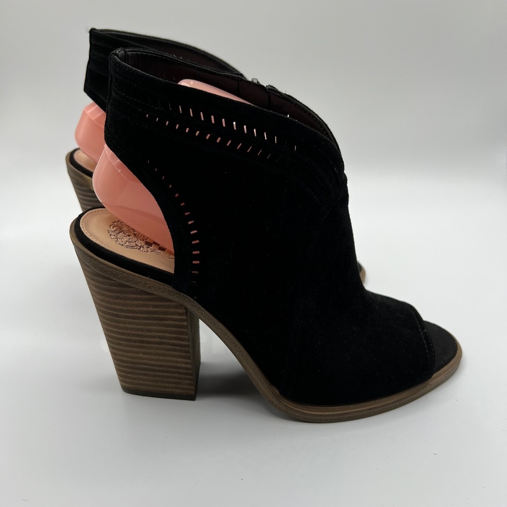 VINCE CAMUTO KORAL BOOTIES WITH A PEEP OPEN TOE And Zipper In BLACK - SIZE 10 - Picture 2 of 13